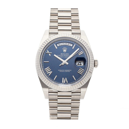 White Gold Rolex Day-Date Blue Face