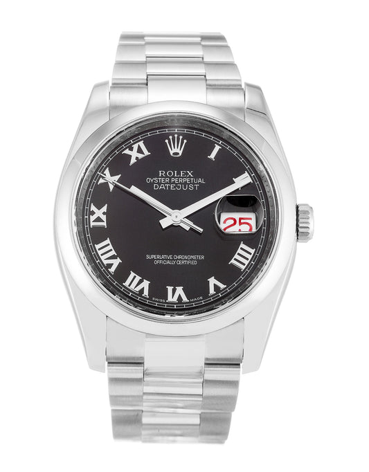 Rolex Datejust Mens Steel Case Black Face